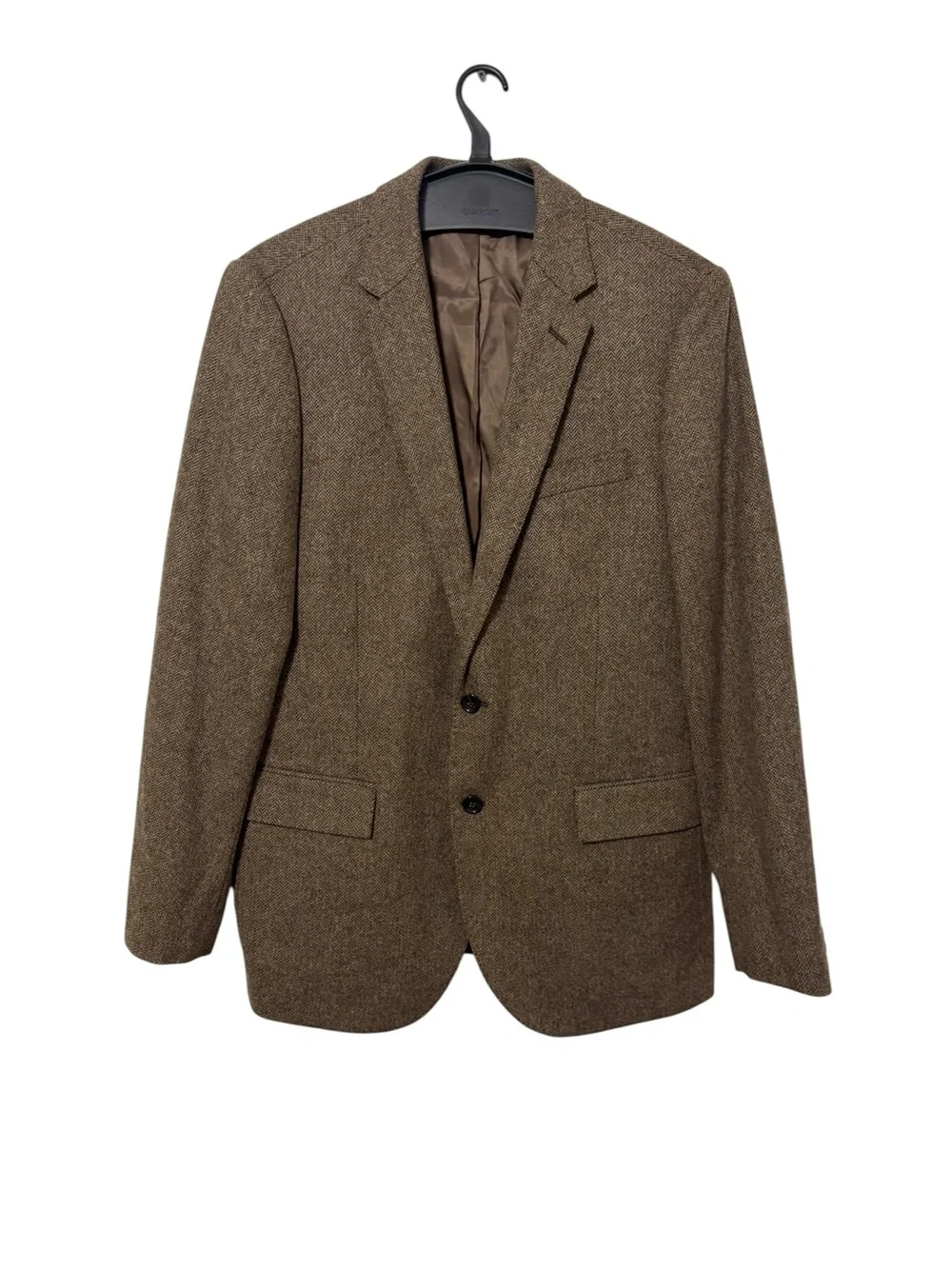 J. Crew Ludlow Men’s 42L Tan Herringbone Pattern Wool Blazer Suit Academia